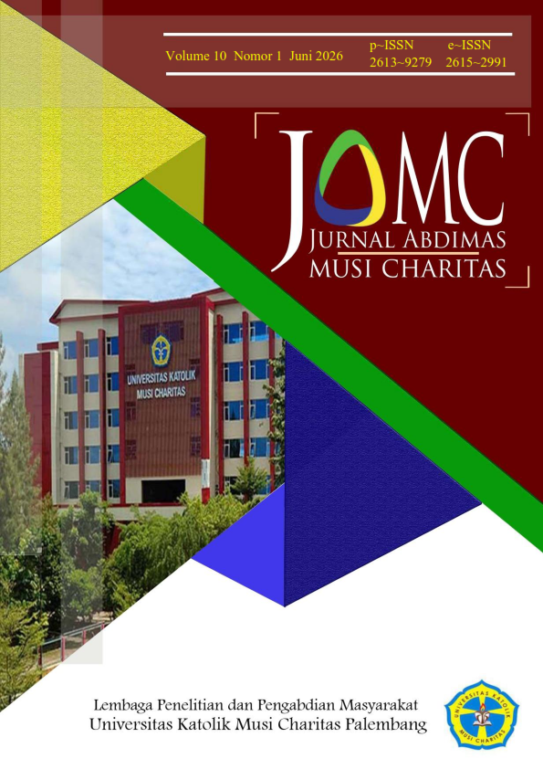 					View Vol. 10 No. 1 (2026): Jurnal Abdimas Musi Charitas Volume 10, Nomor1, Juni 2026
				