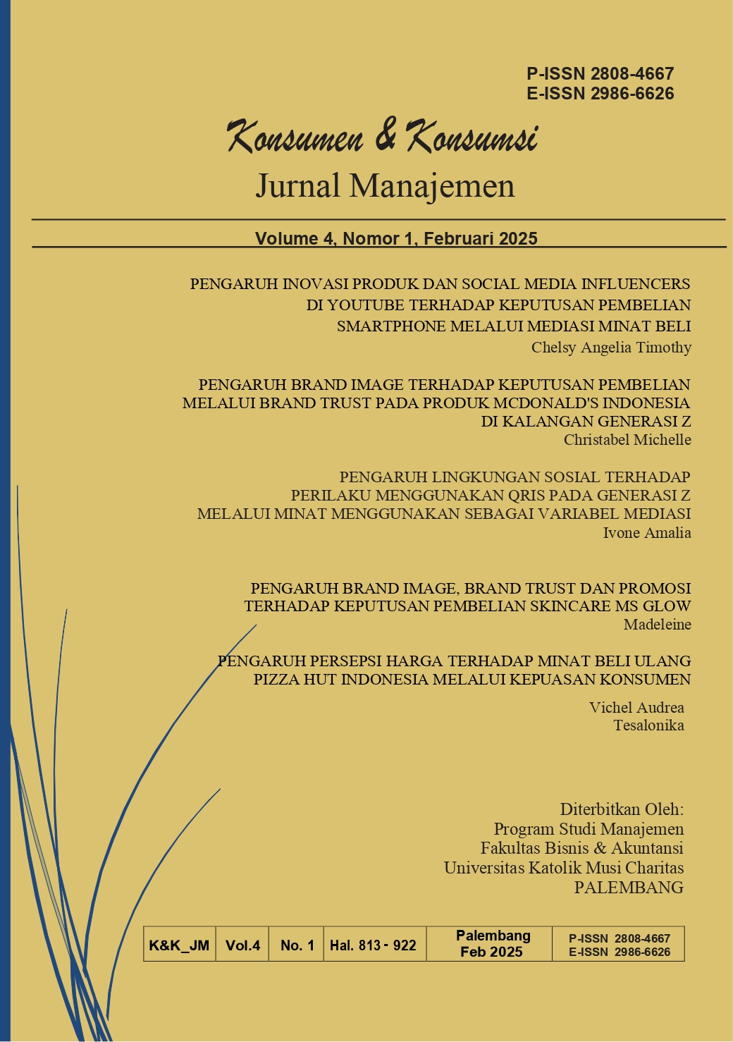 					View Vol. 4 No. 1 (2025): Konsumen & Konsumsi: Jurnal Manajemen 
				